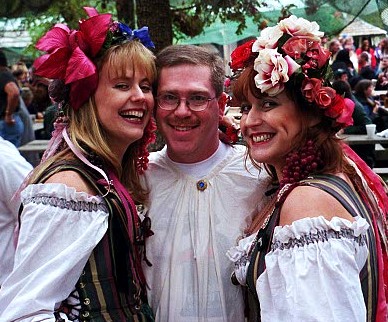 Sir Lawrence with fair maidens Iris and Rose!